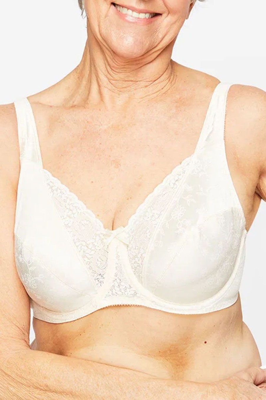 Curves Playtex | Playtex Floral Delustre Underwire Bra Natural Beige